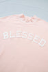 Blessed Embroidered Trim Patch Graphic Mock Neck Sweatshirt