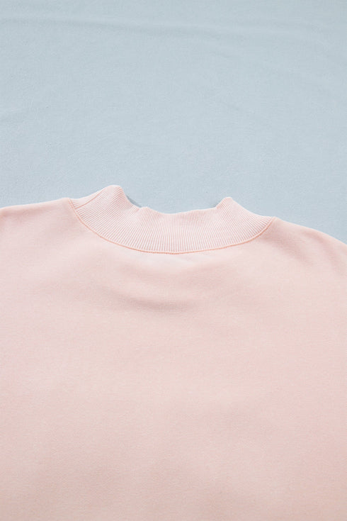 Blessed Embroidered Trim Patch Graphic Mock Neck Sweatshirt