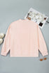 Blessed Embroidered Trim Patch Graphic Mock Neck Sweatshirt