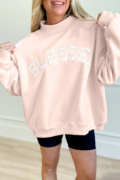 Blessed Varsity Letter Graphic Oversized Sweatshirt