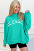 Blessed Varsity Letter Graphic Oversized Sweatshirt