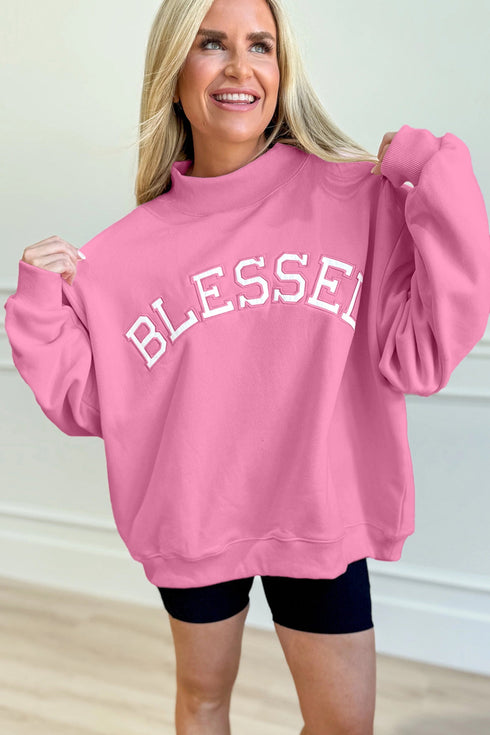 Blessed Varsity Letter Graphic Oversized Sweatshirt