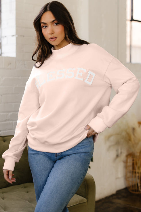 Blessed Varsity Letter Graphic Oversized Sweatshirt