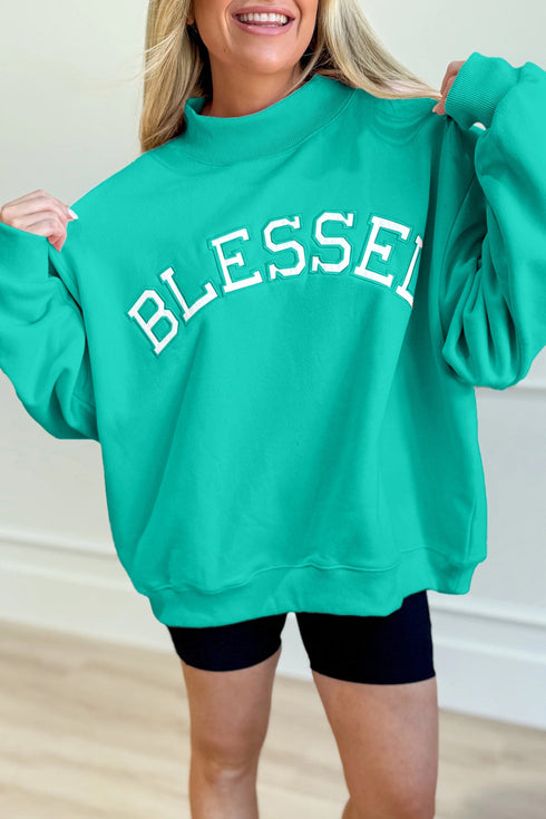 Blessed Varsity Letter Graphic Oversized Sweatshirt