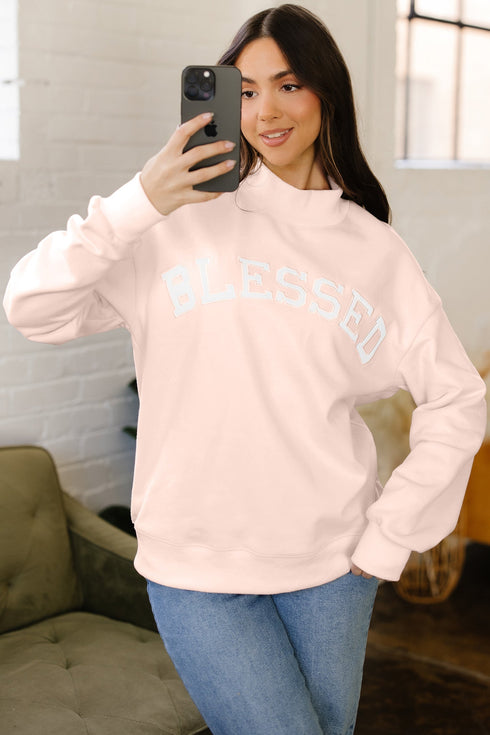 Blessed Varsity Letter Graphic Oversized Sweatshirt