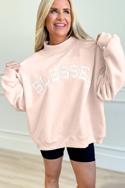 Blessed Varsity Letter Graphic Oversized Sweatshirt