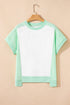 Blocked Pattern Exposed Seam Relaxed Cotton Blend Tee