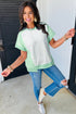 Blocked Pattern Exposed Seam Relaxed Cotton Blend Tee