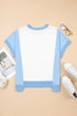 Blocked Pattern Exposed Seam Relaxed Cotton Blend Tee