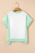 Blocked Pattern Exposed Seam Relaxed Cotton Blend Tee
