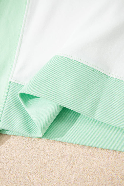 Blocked Pattern Exposed Seam Relaxed Cotton Blend Tee