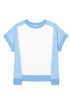 Blocked Pattern Exposed Seam Relaxed Cotton Blend Tee
