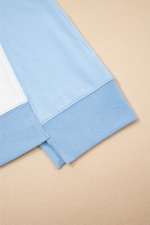 Blocked Pattern Exposed Seam Relaxed Cotton Blend Tee