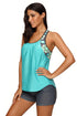 Blouson Style Floral T-Back Tankini Top