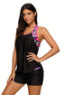 Blouson Style Floral T-Back Tankini Top