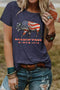 Blue American Flag Ox Graphic Print Short Sleeve T Shirt
