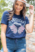 Blue American Woman Eagle Wing Flag Graphic Tee