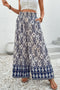 Blue Boho Pattern Print High Waist Wide Leg Loose Pants