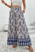 Blue Boho Pattern Print High Waist Wide Leg Loose Pants