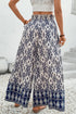Blue Boho Pattern Print High Waist Wide Leg Loose Pants