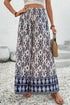 Blue Boho Pattern Print High Waist Wide Leg Loose Pants