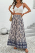 Blue Boho Pattern Print High Waist Wide Leg Loose Pants