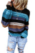 Blue Color Block Highlight Balloon Sleeve Sweater