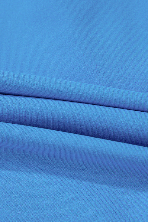 Blue Crossed Spaghetti Straps Drawstring Waist Sporty Romper