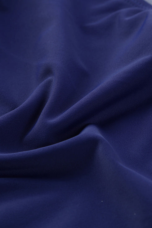 Blue Drawstring Ruched Sides High Waist Swim Panty