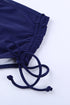 Blue Drawstring Ruched Sides High Waist Swim Panty