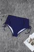Blue Drawstring Ruched Sides High Waist Swim Panty
