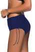Blue Drawstring Ruched Sides High Waist Swim Panty