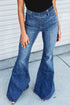Blue Elastic High Waist Flare Jeans