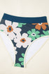 Blue Flower Zip up Racerback High Waisted Bikini