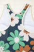 Blue Flower Zip up Racerback High Waisted Bikini