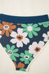Blue Flower Zip up Racerback High Waisted Bikini