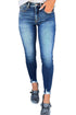 Blue Raw Hem Ankle-Length Skinny Jeans