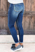 Blue Raw Hem Ankle-Length Skinny Jeans
