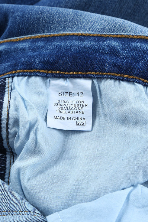 Blue Raw Hem Ankle-Length Skinny Jeans