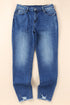 Blue Raw Hem Ankle-Length Skinny Jeans