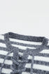 Blue Striped Knit Tie Up Sweater