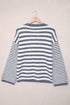 Blue Striped Knit Tie Up Sweater