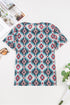 Blue Western Aztec Print Mesh Slim T Shirt