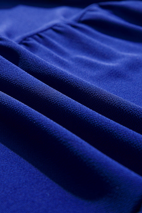 Bluing Ruffled Short Sleeve Collared V Neck Tiered Midi Dress