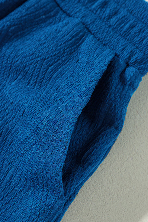 Bluing Solid Textured Crew Neck Short Set