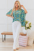 Bohemian Abstract Patterned V Neck Loose Fit Tunic Blouse