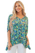 Bohemian Abstract Patterned V Neck Loose Fit Tunic Blouse
