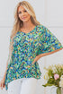 Bohemian Abstract Patterned V Neck Loose Fit Tunic Blouse