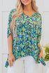 Bohemian Abstract Patterned V Neck Loose Fit Tunic Blouse
