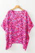 Bohemian Abstract Patterned V Neck Loose Fit Tunic Blouse